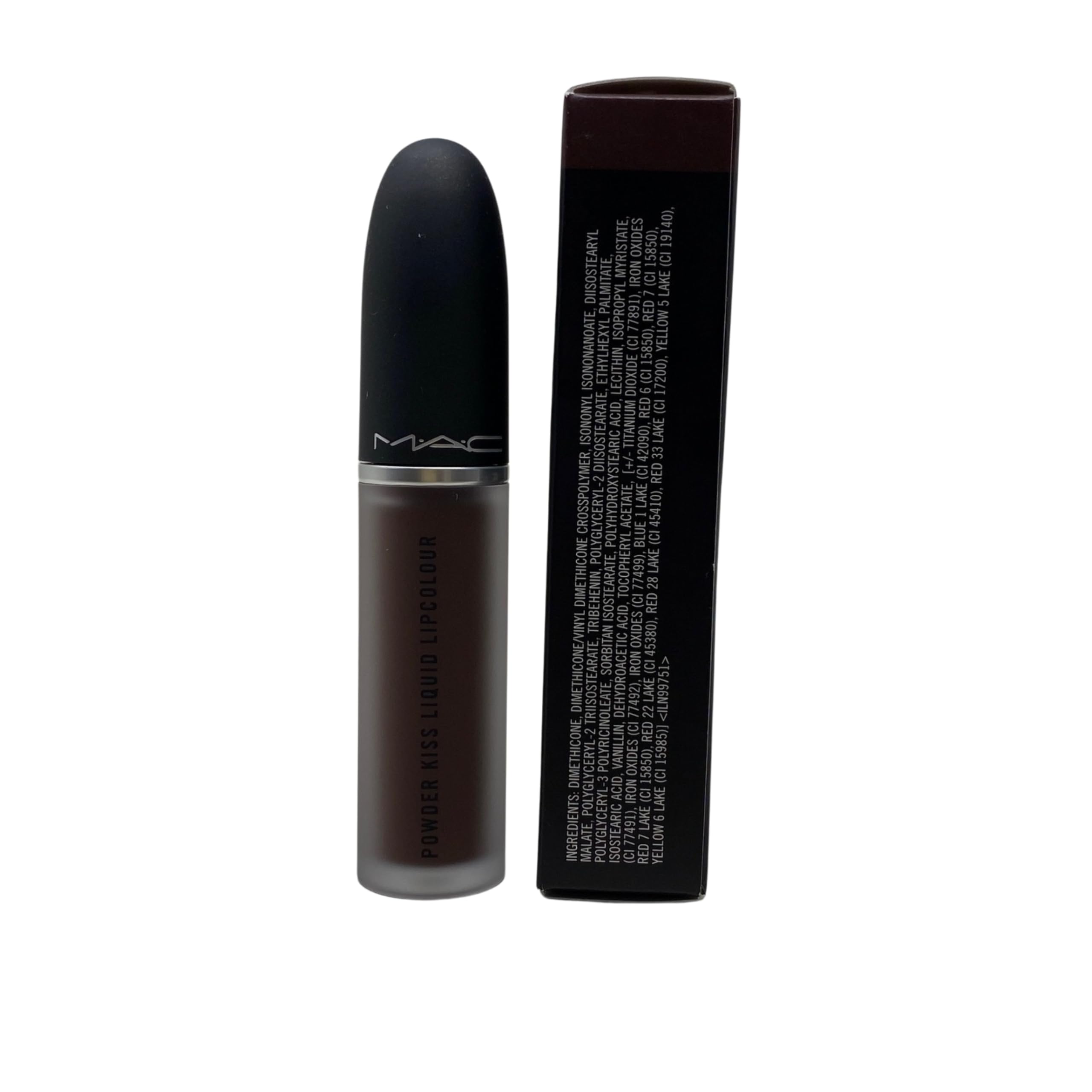 MAC Powder Kiss Liquid Lipcolour 955 Chestnut applicator closeup for precise application