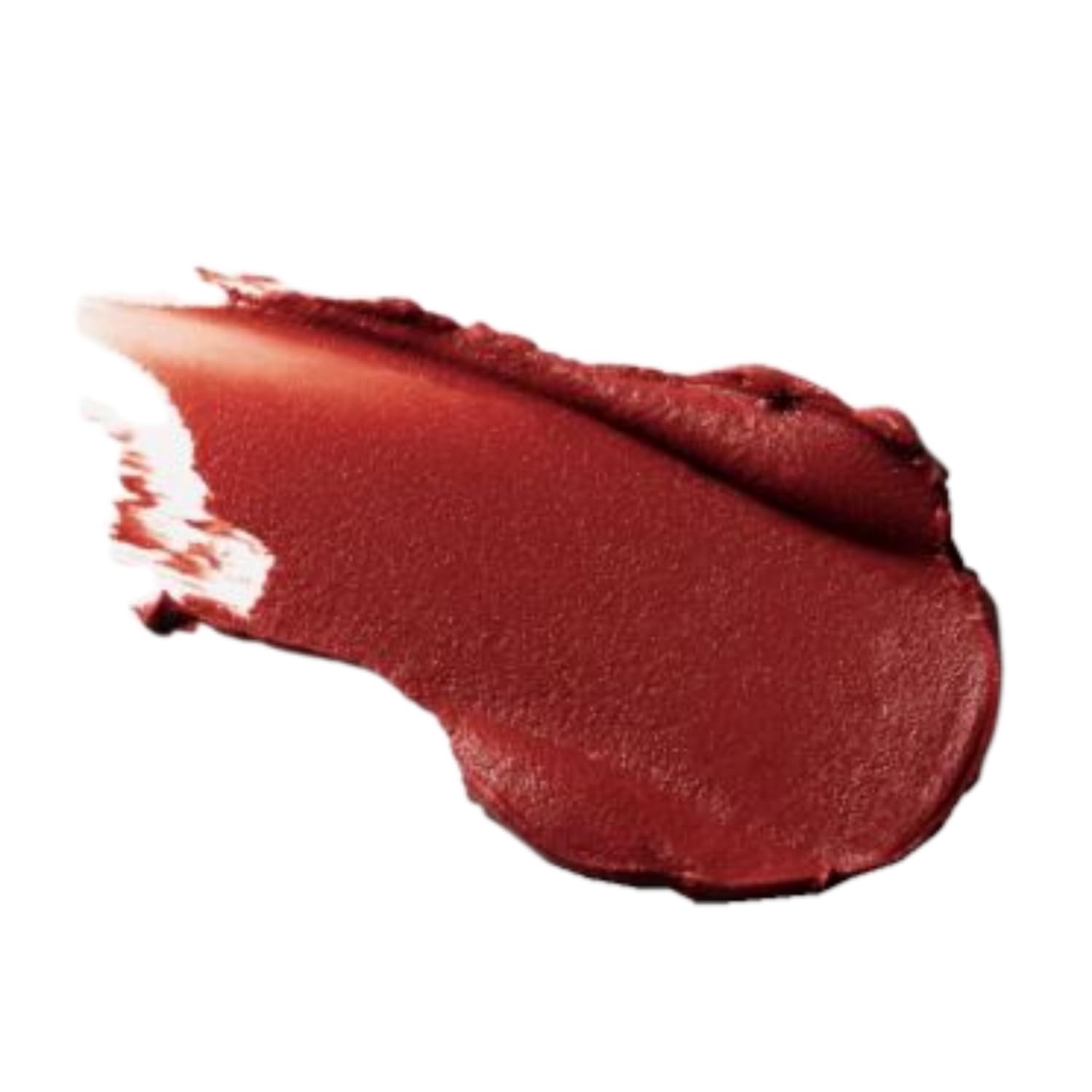 MAC Powder Kiss Liquid Lipcolour Marrakesh-Mere swatch highlighting intense orange-brown shade for all-day impact.