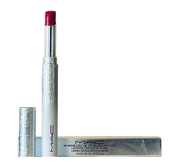 MAC Merry Cherry swatch on skin demonstrates vivid red with soft-focus finish