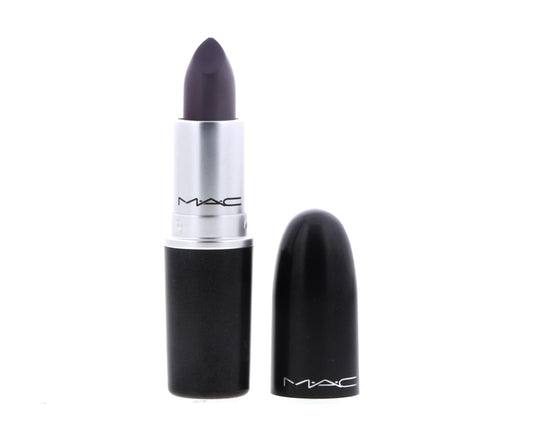 MAC Pro Lipstick Smoked Purple swatches on skin reveal the deep matte eggplant tone.