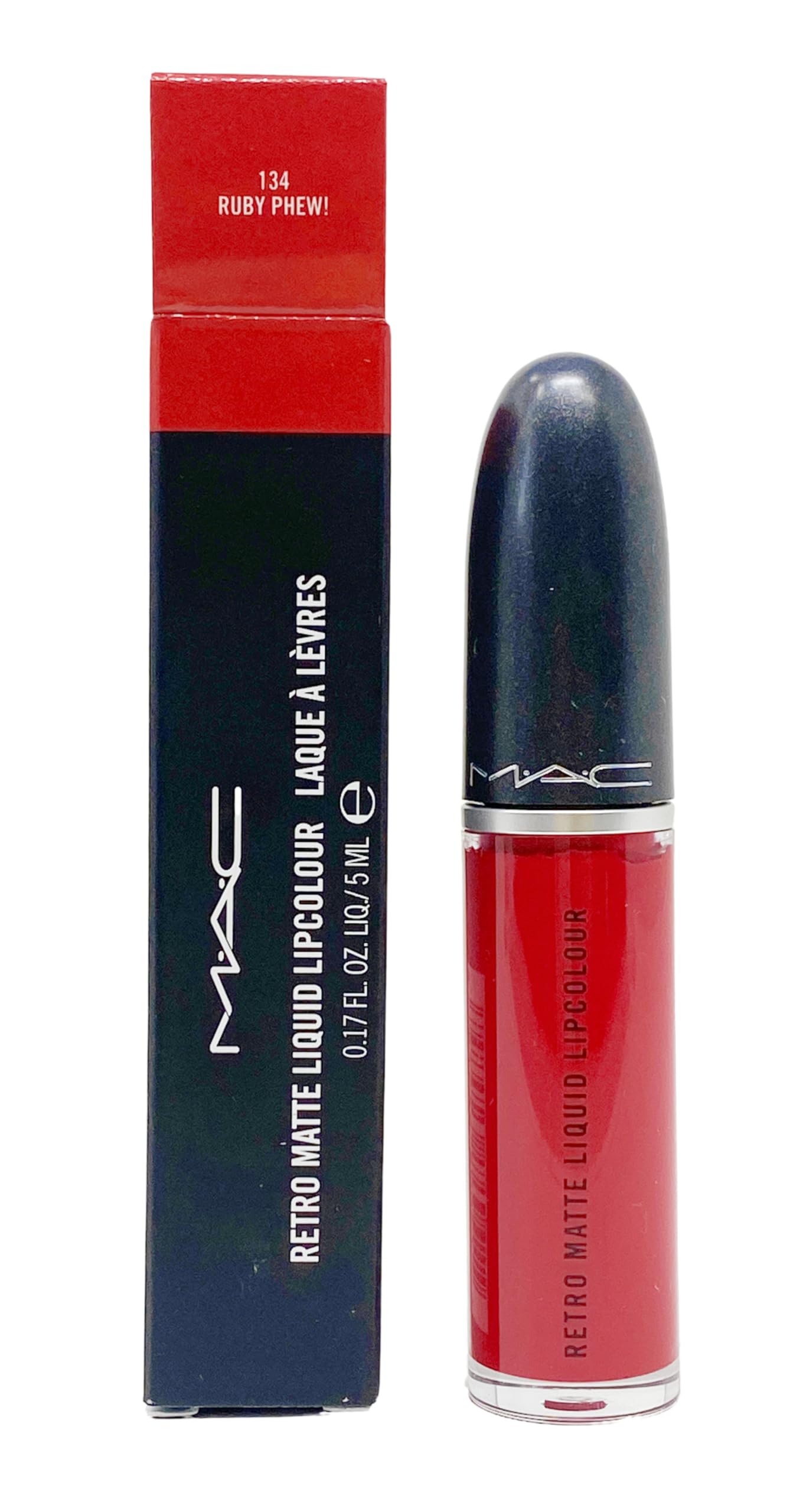 MAC Retro Matte Liquid Lipcolour 134 Ruby Phew closeup showing bold, long-lasting color.