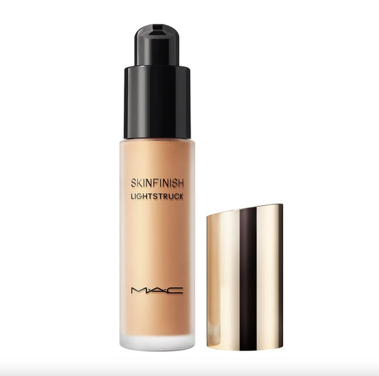 MAC Skinfinish Lightstruck liquid highlighter swatch showing sheer luminosity