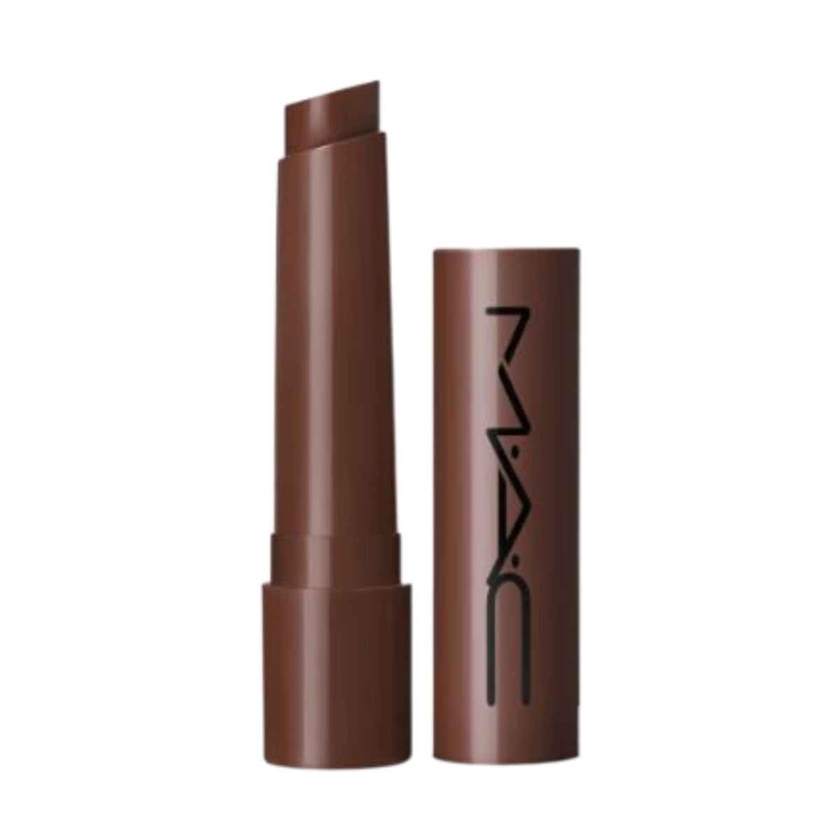 MAC Squirt Plumping Gloss Stick 16 Lower Cut lip swatch for glossy, fuller-looking shine.