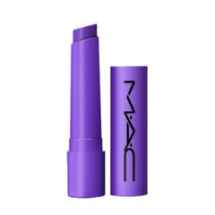 MAC Squirt Plumping Gloss Stick 17 Violet Beta lip close-up with glossy purple finish