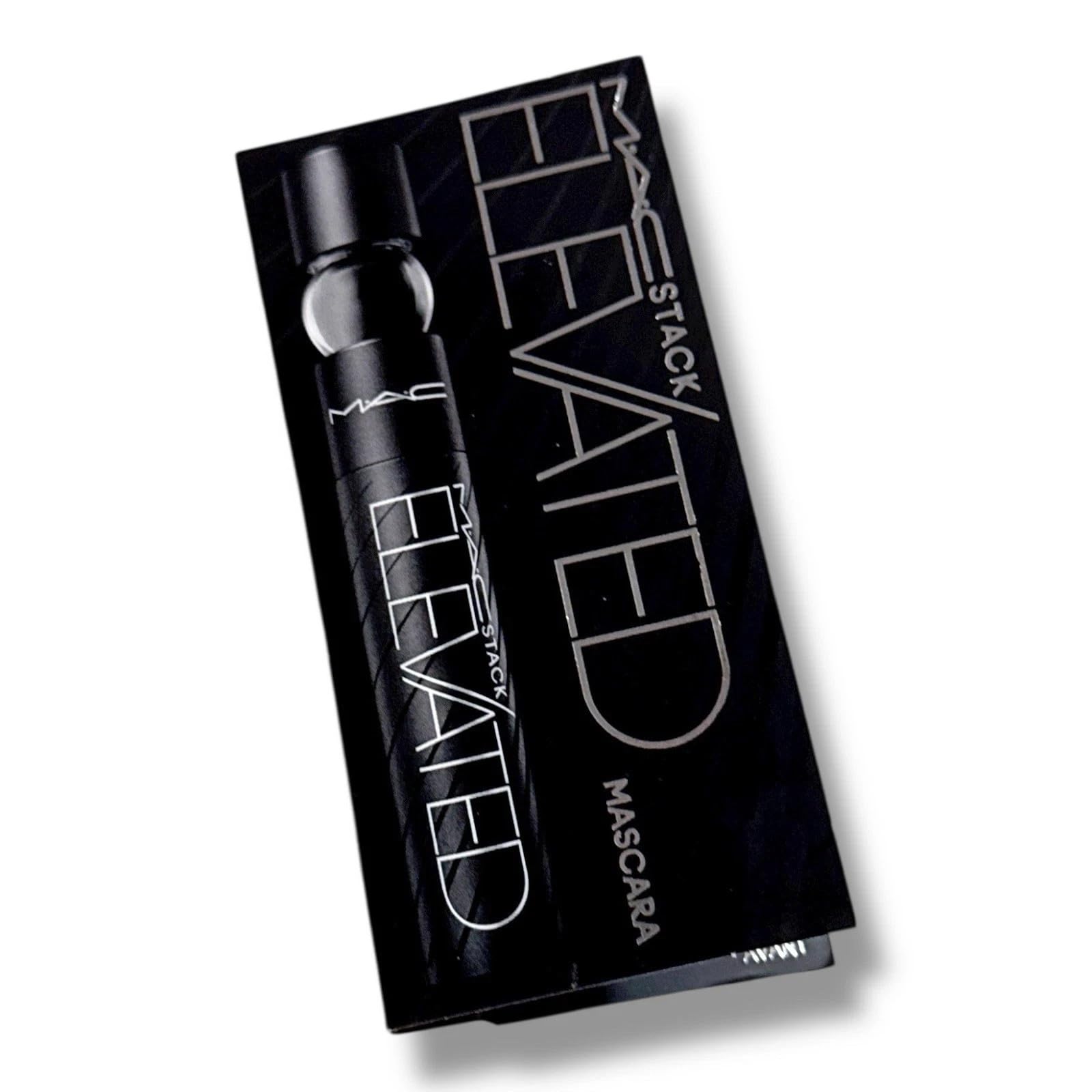 MAC Stack Mascara in black tube with precision brush for dramatic length, volume, and lasting hold