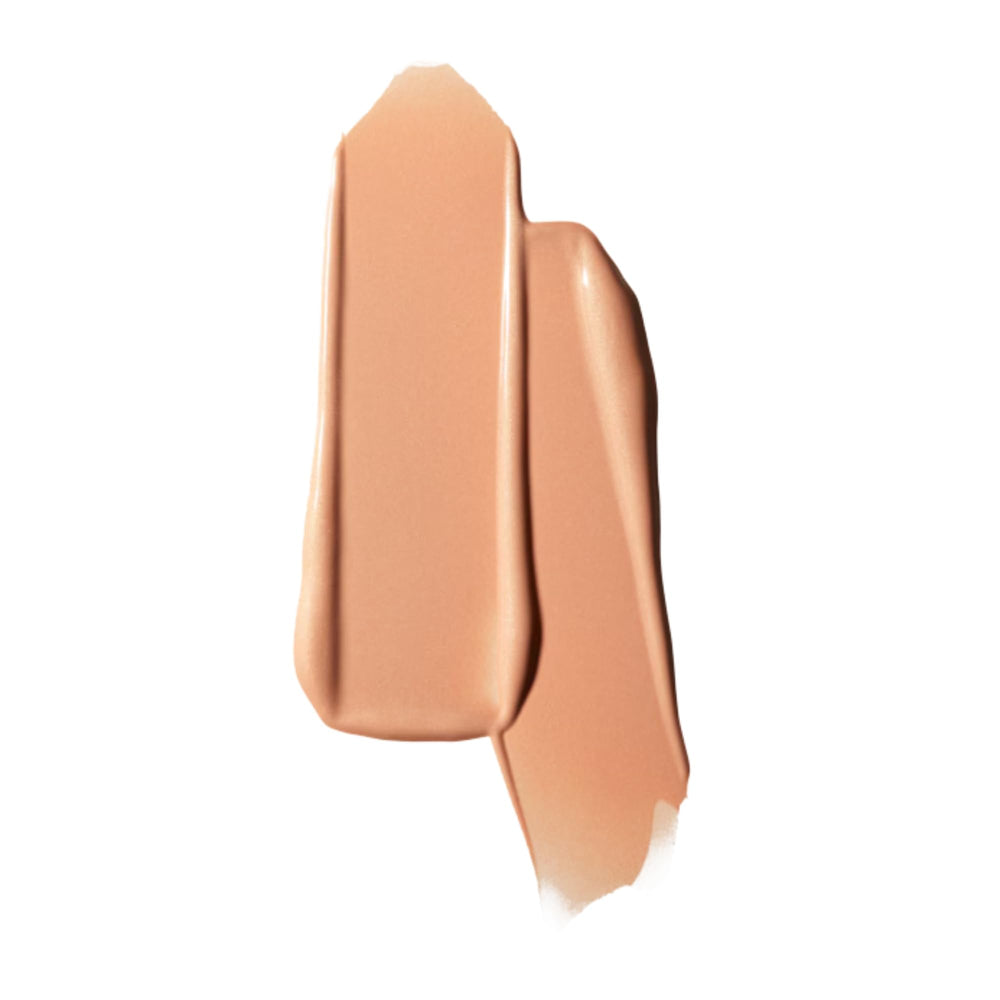 MAC Strobe Beam Starlite swatches illustrate buildable radiant rose gold shimmer.