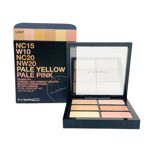 MAC Studio Fix Conceal and Correct Palette Light, open case showing six shade options for color correction