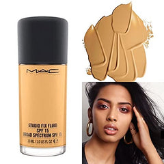 MAC Studio Fix Fluid Foundation C45 in full size with matte finish and SPF 15 for all-day wear