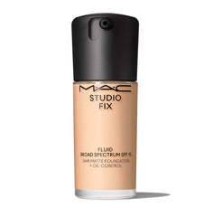 MAC Studio Fix Fluid bottle showing a natural soft-matte finish and long wear