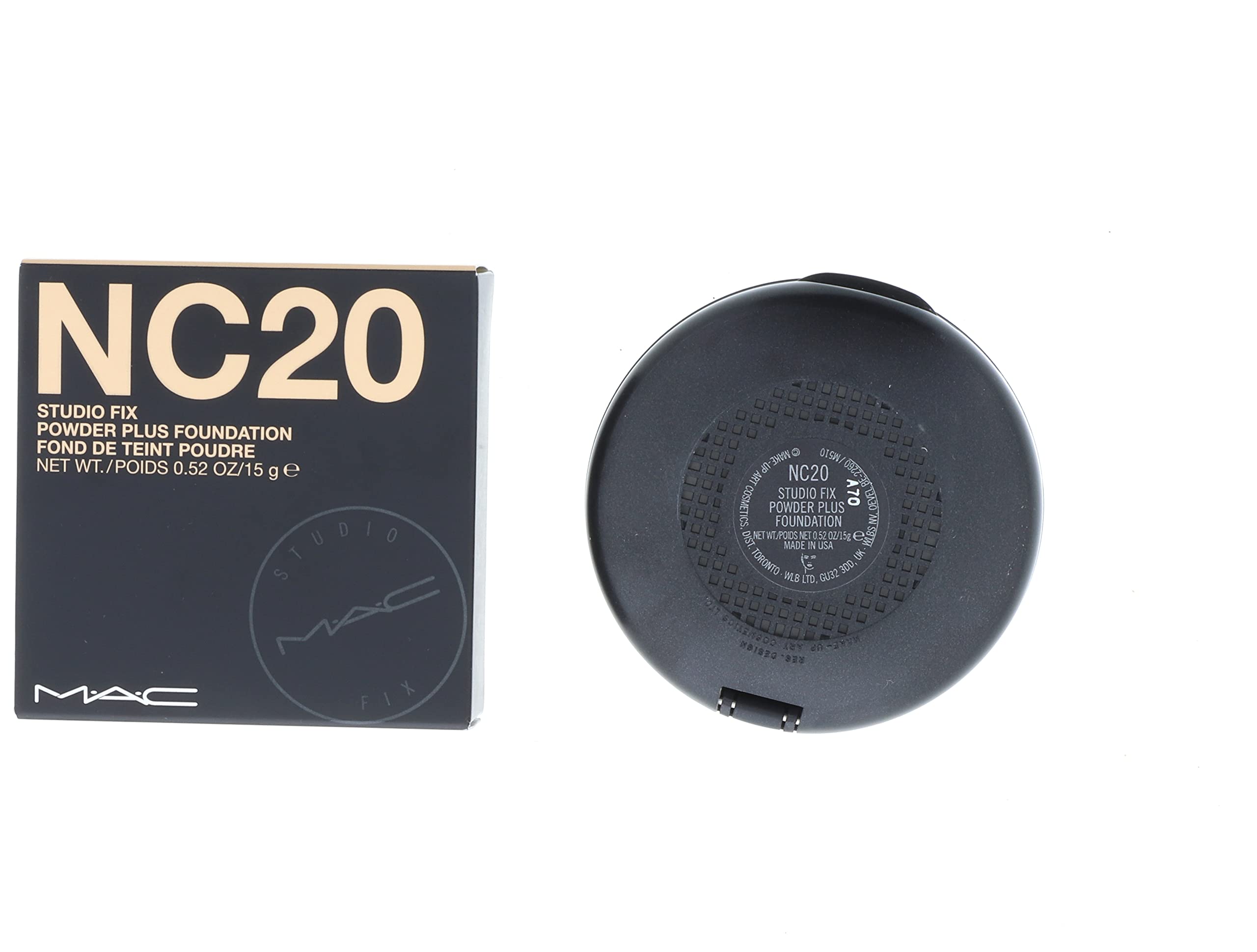 MAC Studio Fix Powder Plus NC20 face finish for natural look.