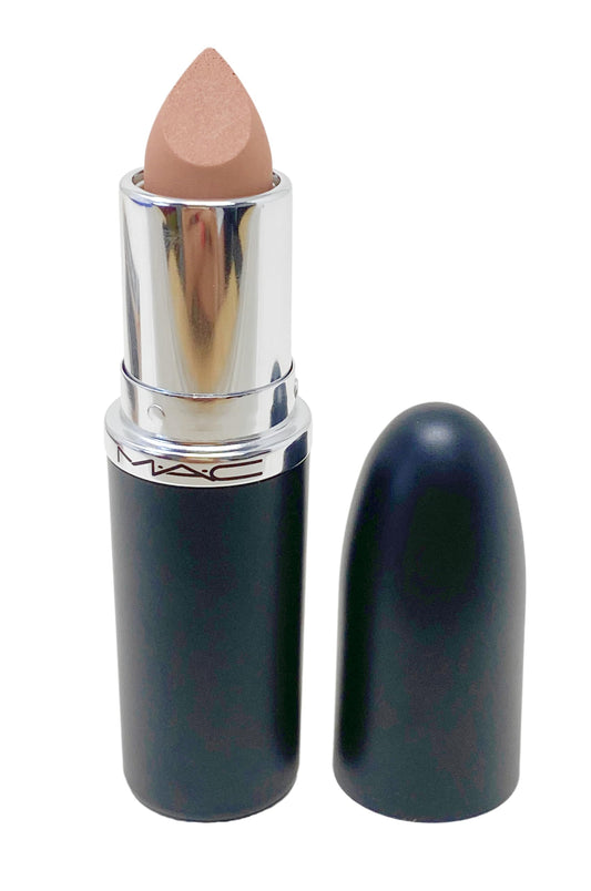 MAC Ximal Silky Matte Lipstick 624 Acting Natural swatch on skin reveals pigment-rich color for proportions.