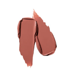 MAC Ximal Silky Matte Lipstick 627 Cool Teddy application on lips for long-lasting color.