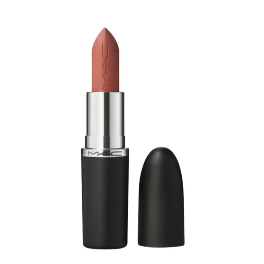 MAC Ximal Silky Matte Lipstick 627 Cool Teddy swatch showing cool beige tone for everyday looks.