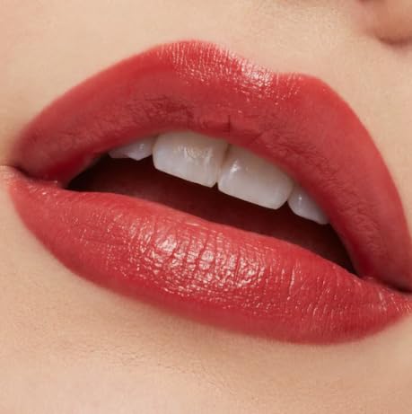 MAC Ximal Sleek Satin Lipstick Brick-O-La swatches show warm dusty rose shade for everyday wear.