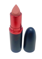 MAC Ximal Viva Glam Matte Lipstick VG2 Viva Planet angled shot highlighting velvety texture and even application