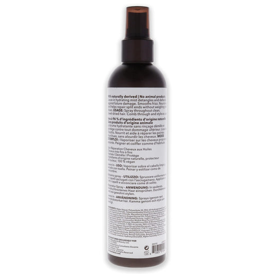 Macadamia Professional Pecan Leave-In Mist being applied to damp hair for detangling