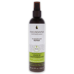 Macadamia Professional Pecan Leave-In Mist bottle showing lightweight conditioning for fine hair