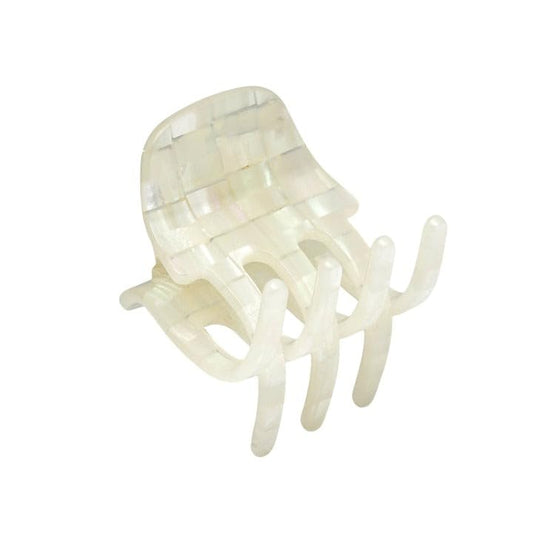 MACHETE mini claw clip in opalite shell checker securely holds hair for daily wear