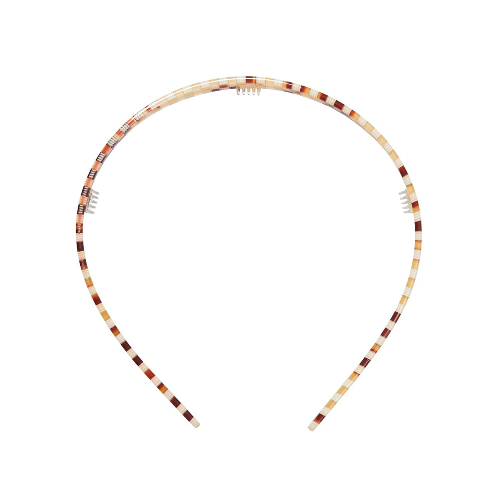 MACHETE premium Italian acetate headband in tortoise checker offers smooth, durable daily wear.