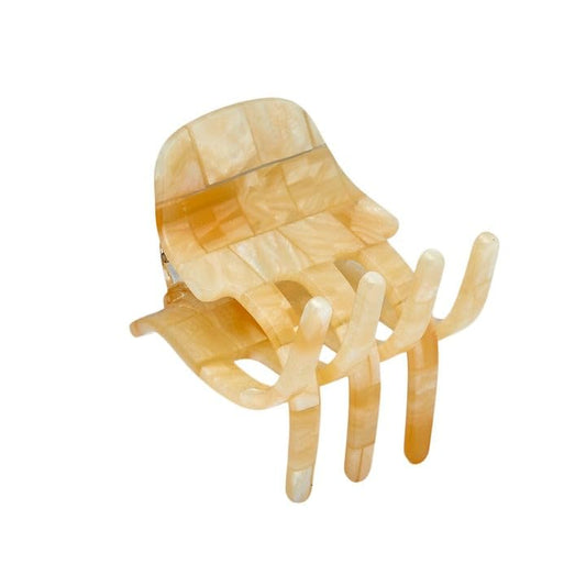 MACHETE sea shell checker mini claw clip provides secure daily hold without snagging hair