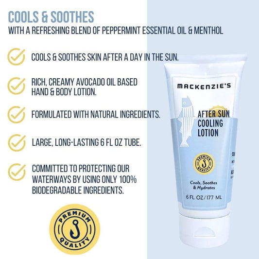 Close-up of the label highlighting natural ingredients and cooling benefits.