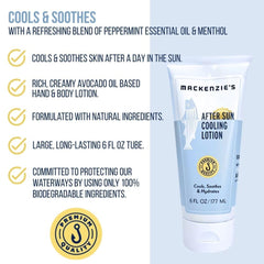 Close-up of the label highlighting natural ingredients and cooling benefits.