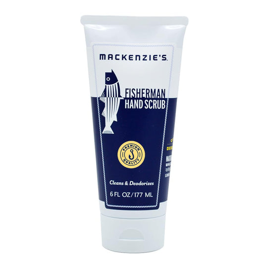 MacKenzie's Fisherman Hand Scrub bottle pour removes grease effectively.