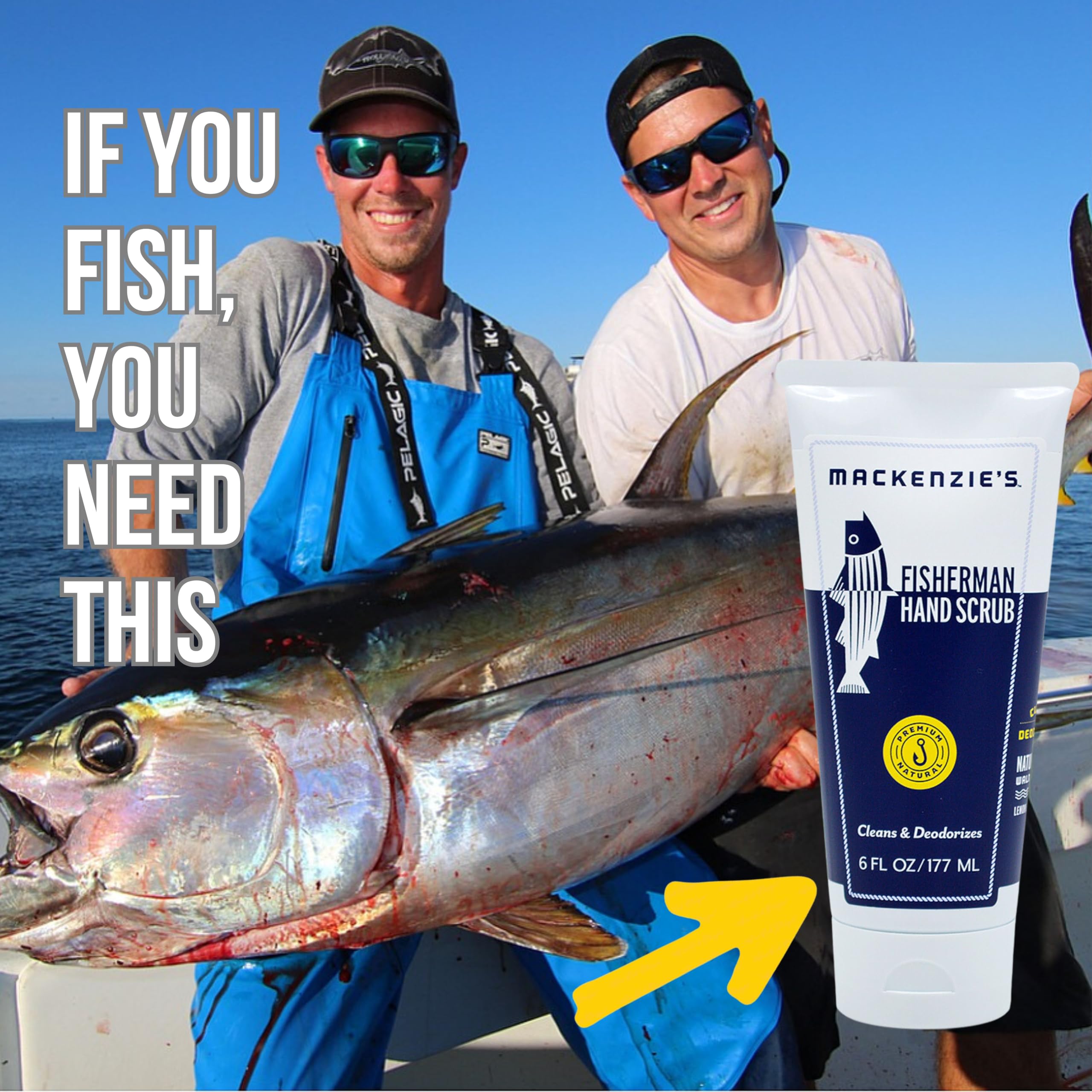 MacKenzie's Fisherman Hand Scrub lemon aroma in use.