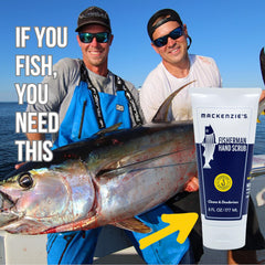 MacKenzie's Fisherman Hand Scrub lemon aroma in use.