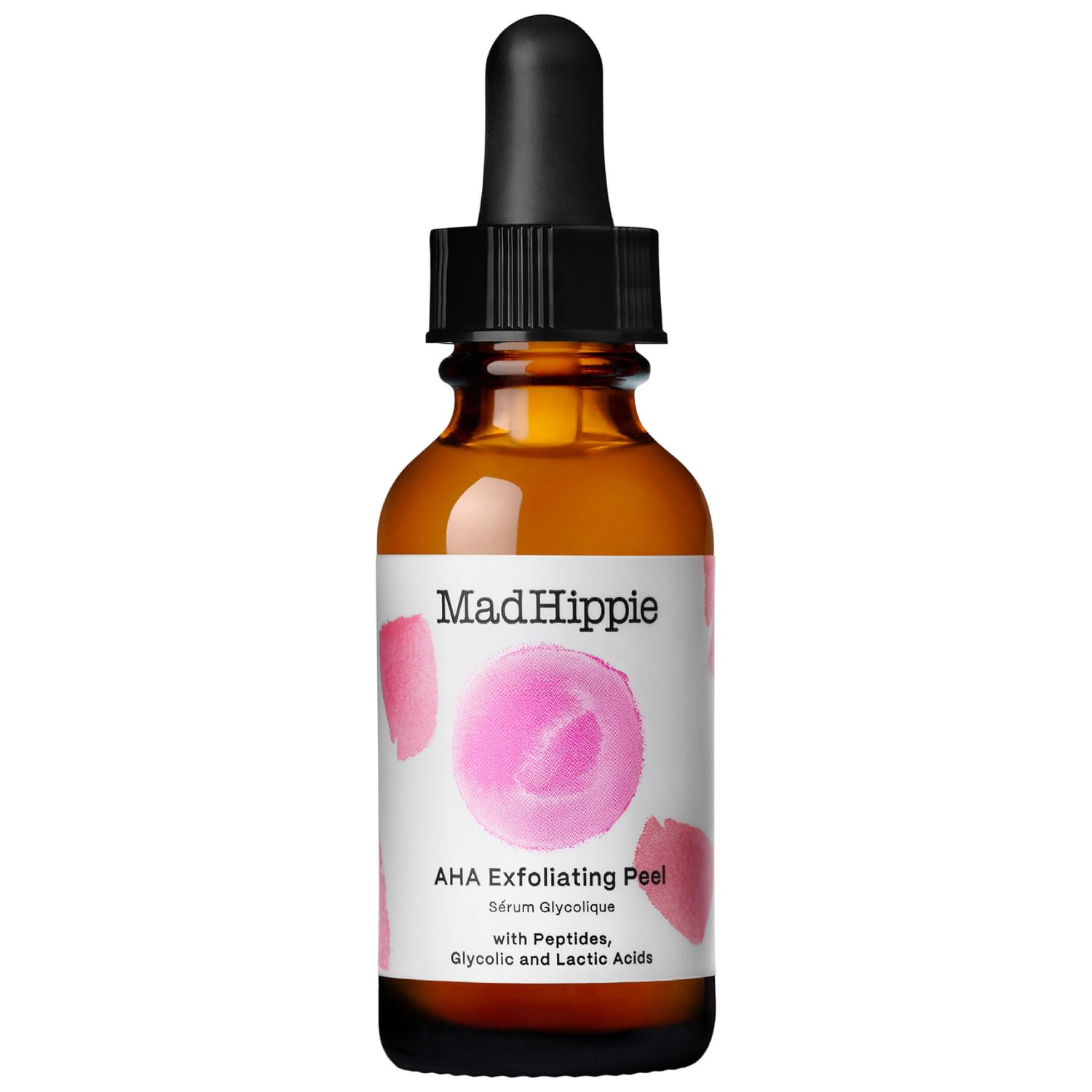 Mad Hippie AHA Exfoliating Peel bottle showing dual acids for brighter, smoother skin