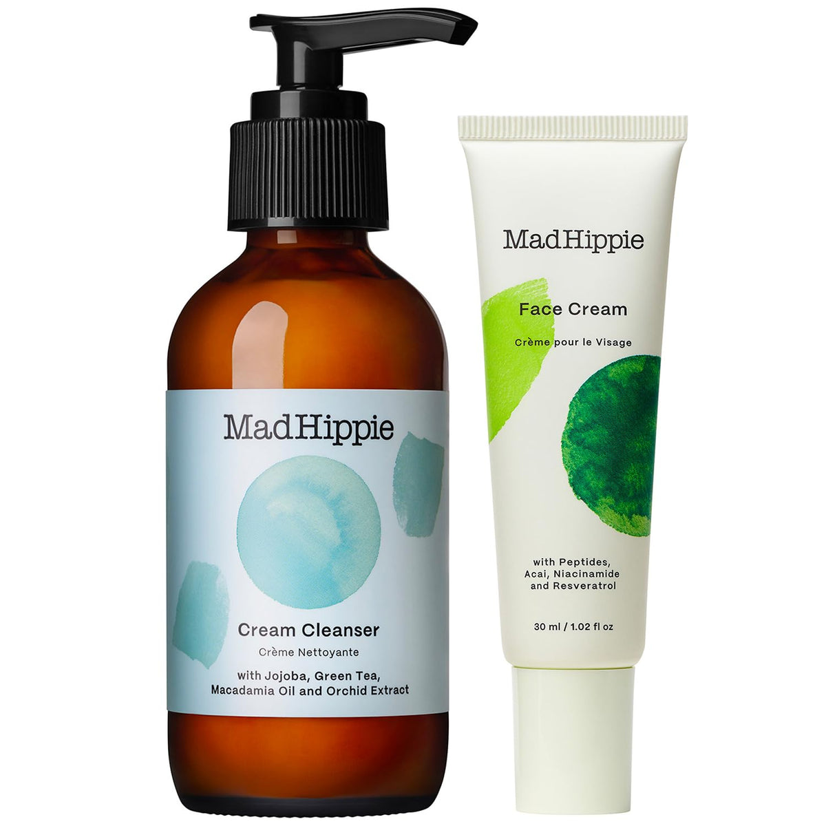 Mad Hippie Face Cream bottle closeup highlighting anti-aging peptide formula.