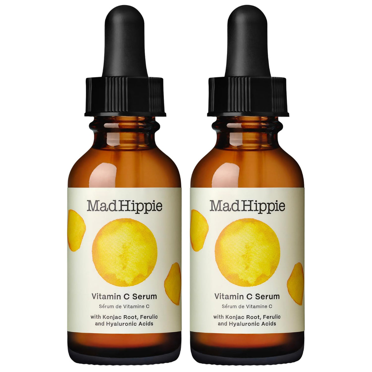 Mad Hippie Vitamin C Serum bottle shows glow-enhancing hydration for bright skin.