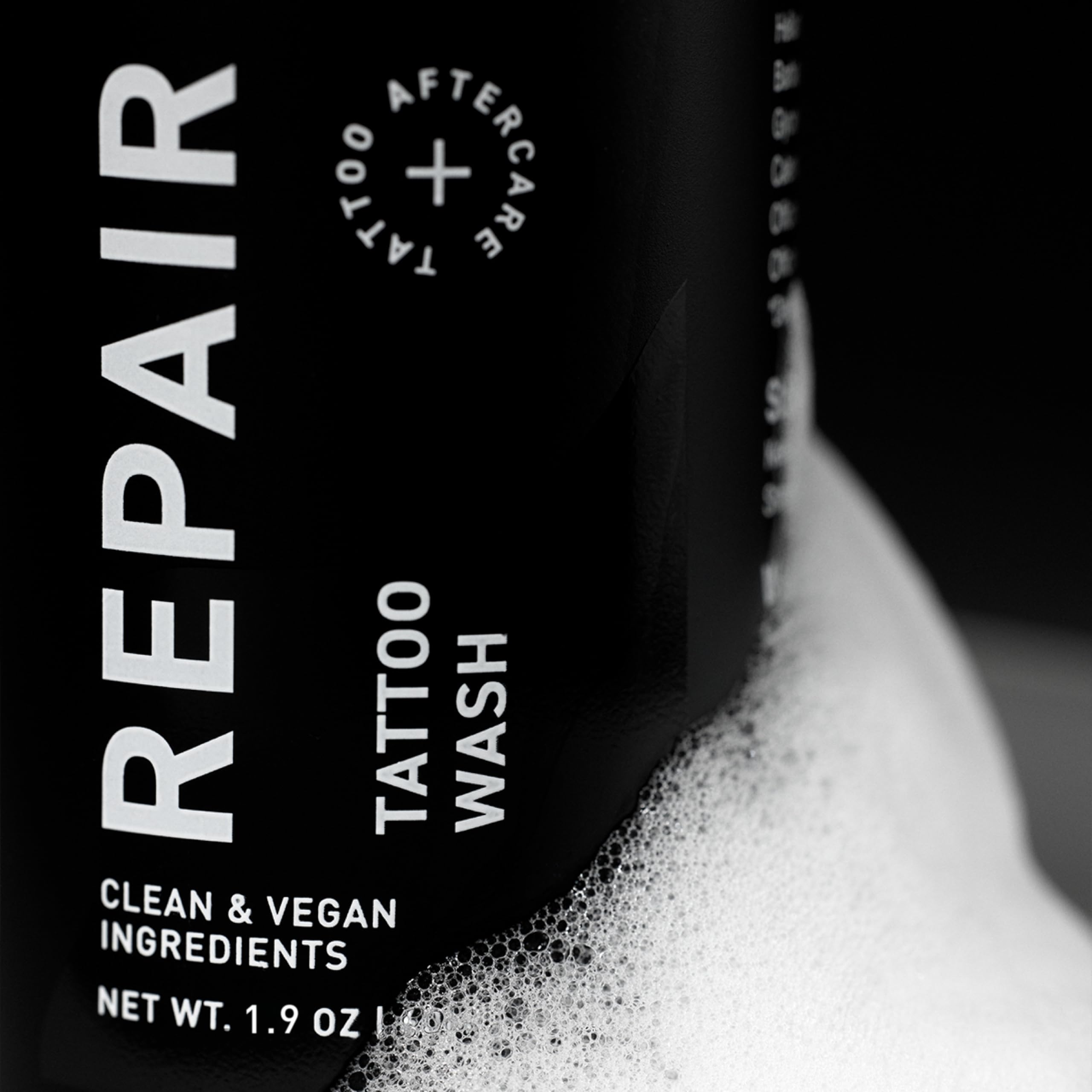 Mad Rabbit fragrance-free tattoo wash foam demonstrating gentle cleansing for healing skin.