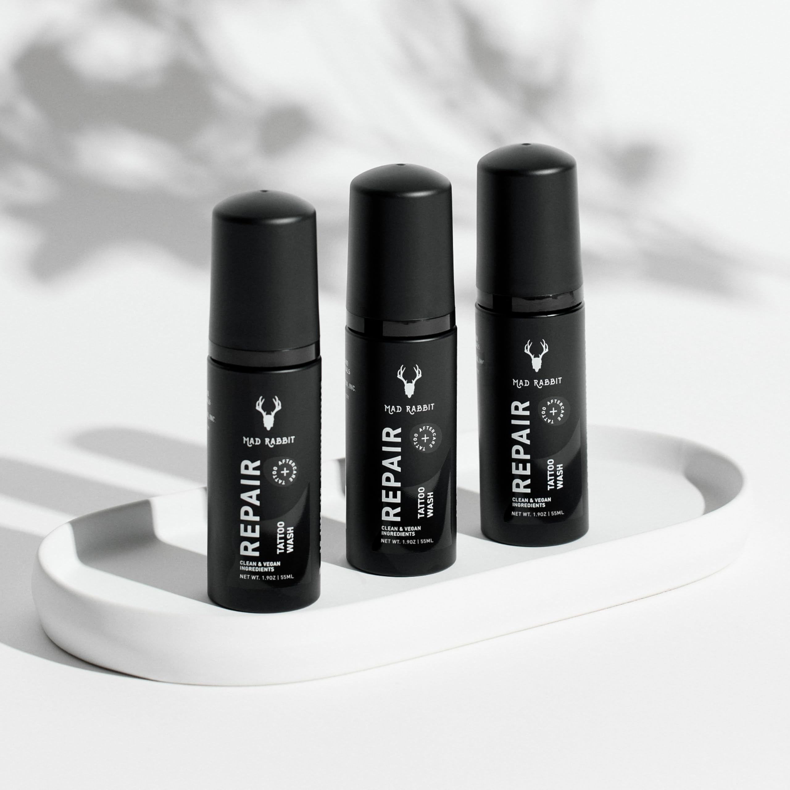 Mad Rabbit fragrance-free cleanse on skin, ideal for early tattoo recovery.