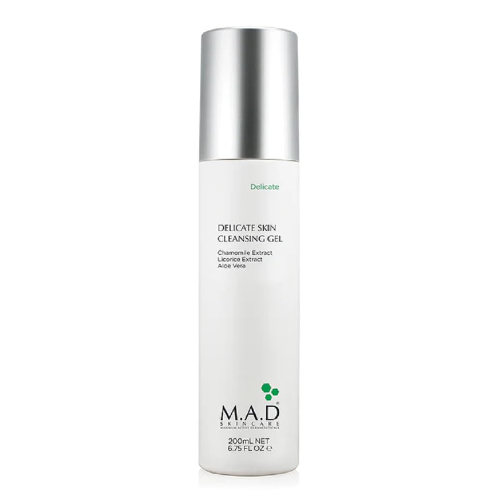 M.A.D Skincare Delicate Skin Cleansing Gel bottle, gentle cleanse for sensitive skin and calm irritation