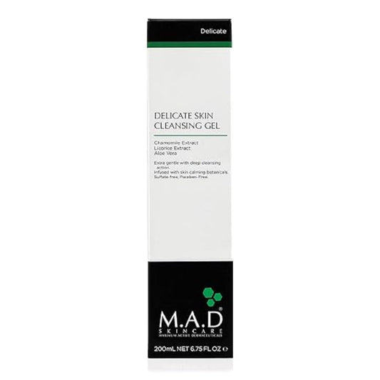 M.A.D Skincare Delicate Skin Cleansing Gel pump, daily gentle cleanse that supports calm, hydrated skin