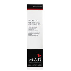 M.A.D Skincare Environmental Mega Rich cleanser closeup emphasizes botanicals and gentle cleansing for morning routines.