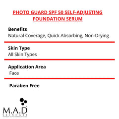 Close-up swatch of M.A.D Photo Guard on skin showing natural neutral shade match