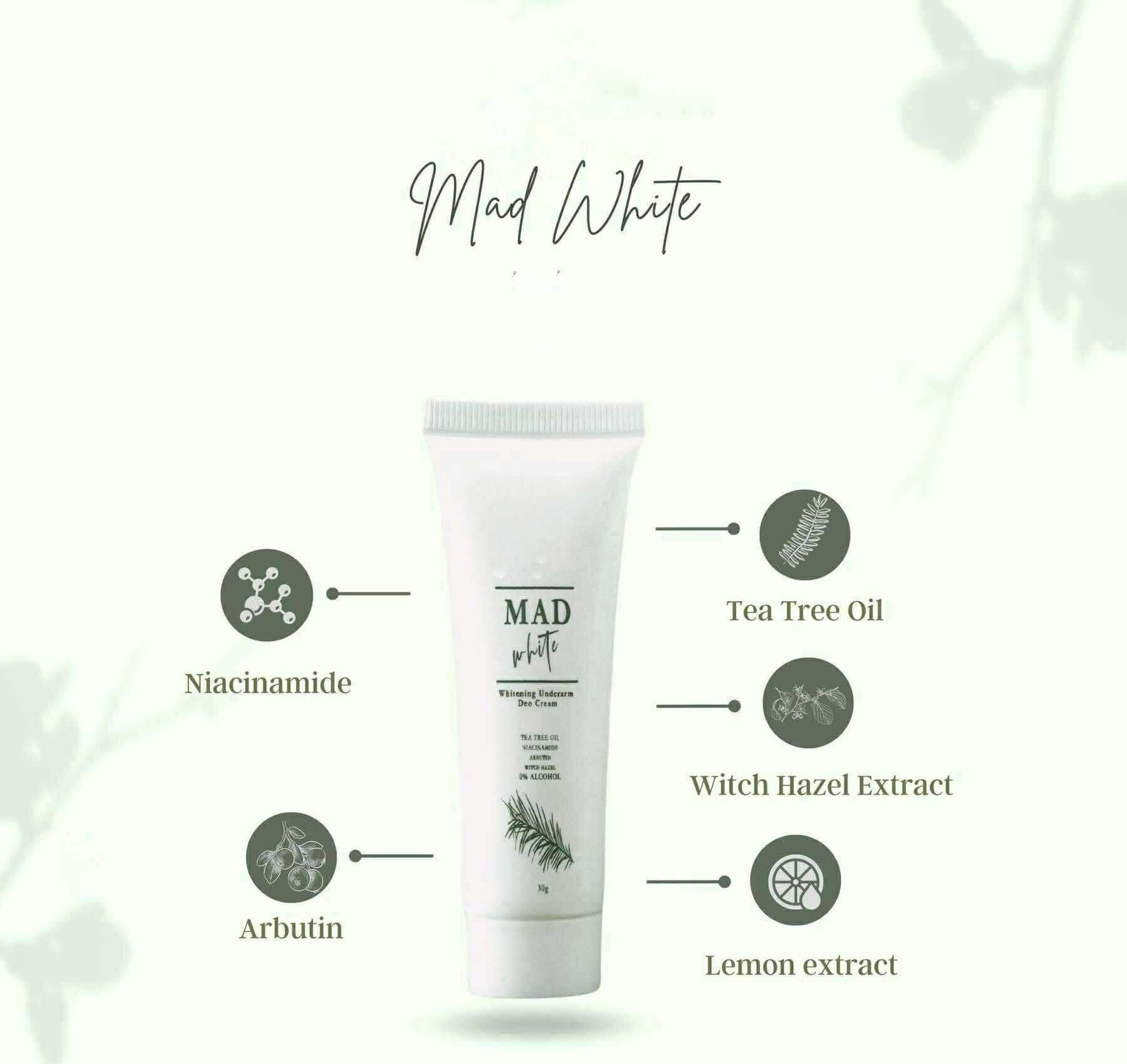 MAD WHITE witch hazel extract refreshes and soothes after application
