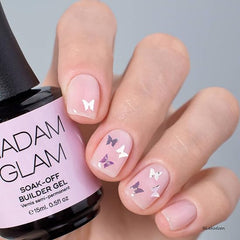 Nail extensions sculpted with light pink builder gel for natural look