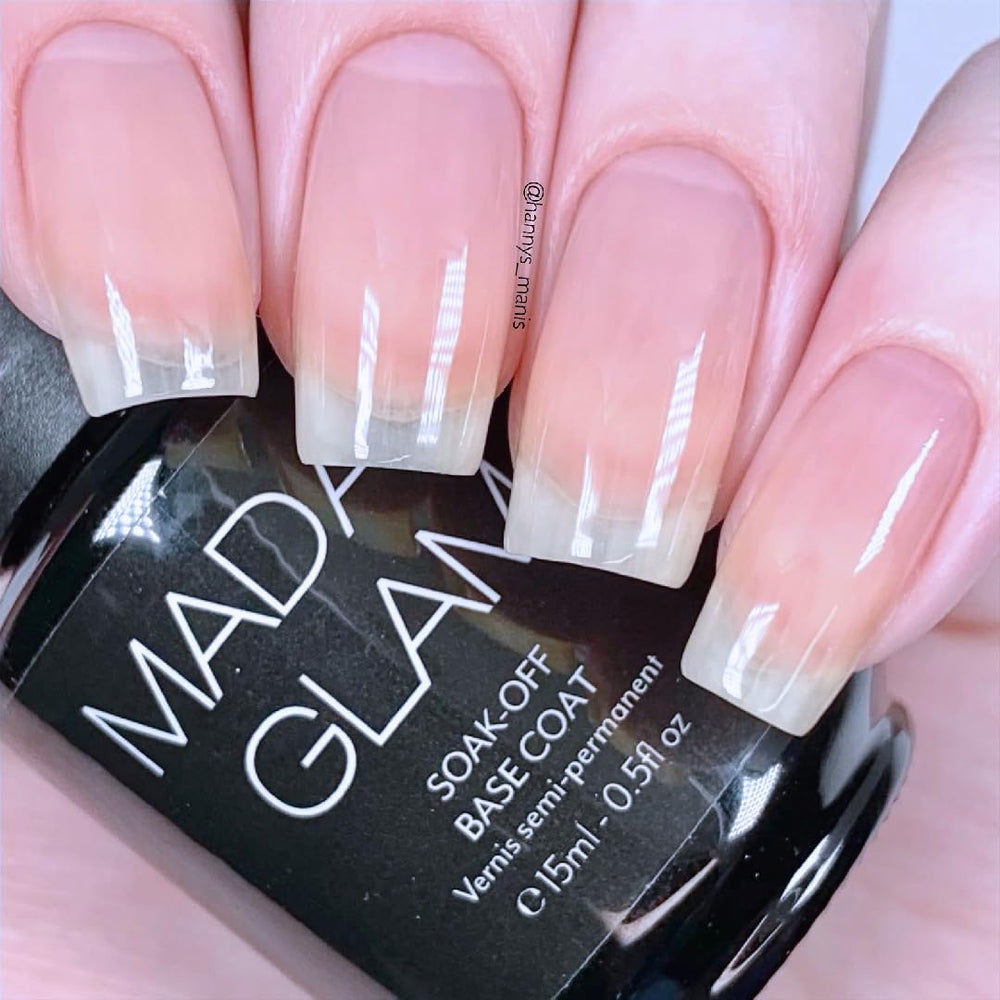 Madam Glam Rubber Base nail shield finish on natural nails