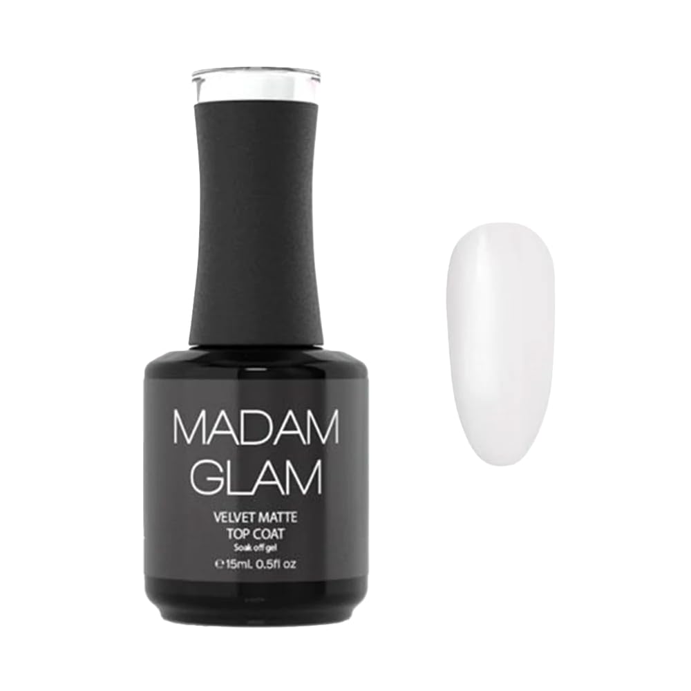 Madam Glam Velvet Matte Top Coat bottle close-up showing a luxurious matte finish
