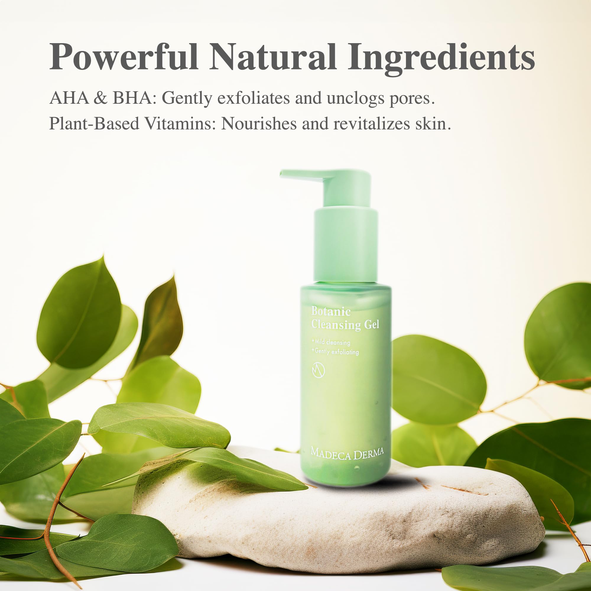 Madeca DERMA Botanic Cleansing Gel foam texture shown for rich, soothing lather.