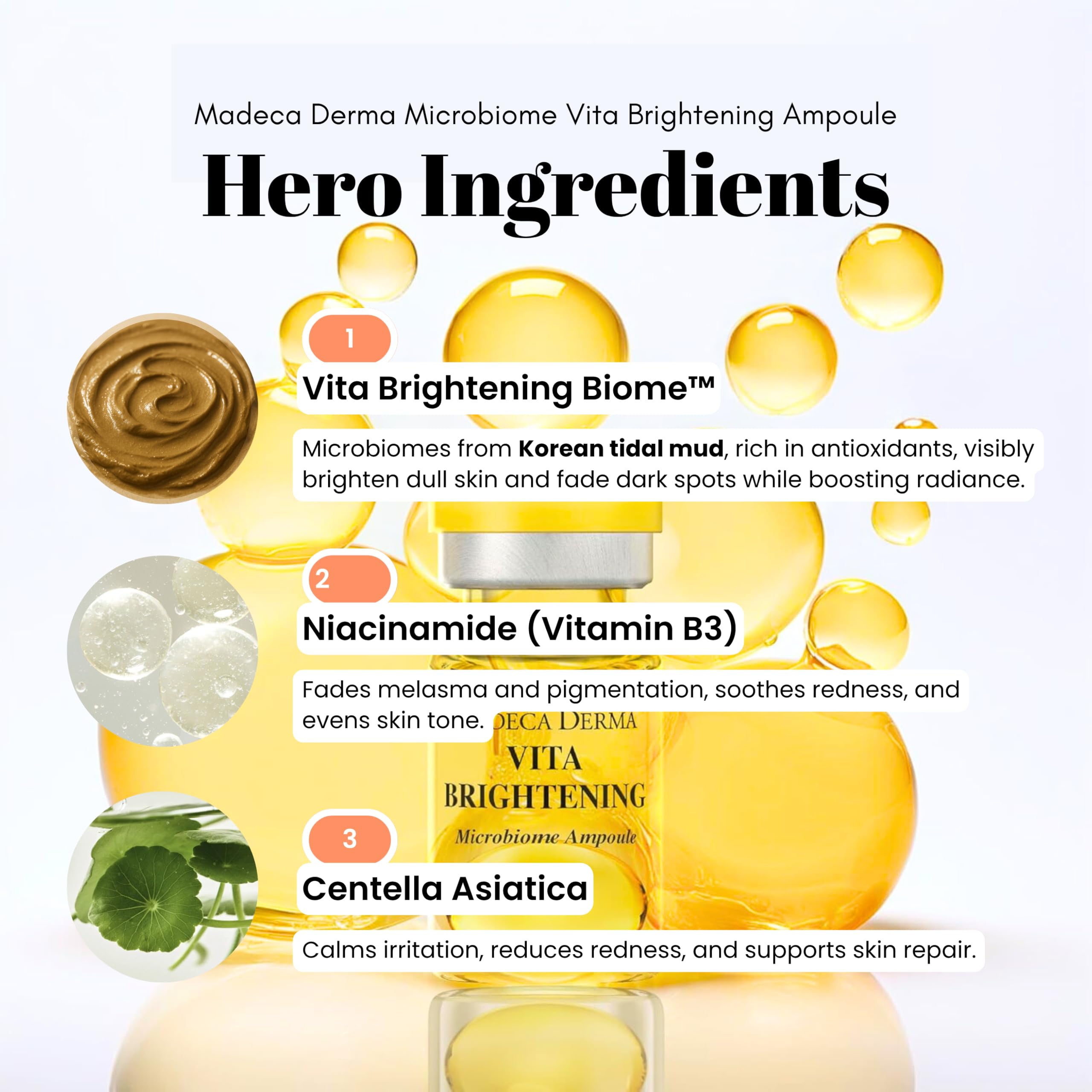 Madeca Derma Hyaluronic Acid Solution bottle delivering a hydrating boost.