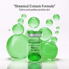 Madeca Derma Phyto-Calming ampoule drop close-up highlighting hyaluronic acid hydration.