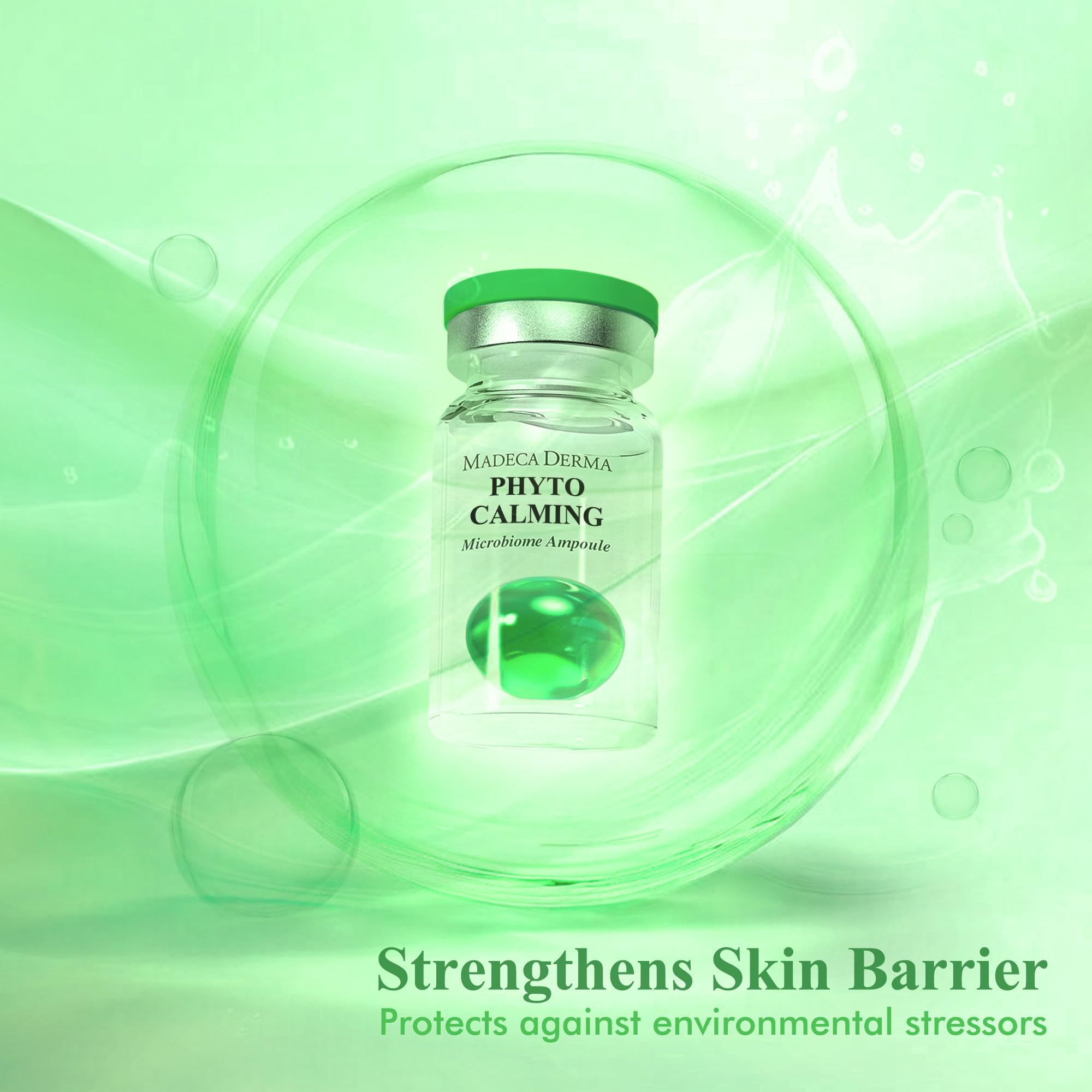 Madeca Derma Phyto-Calming biome balls close-up visualizing calming formula.
