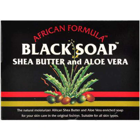 Madina African Black Soap with Aloe Vera bar, ultra-moisturizing cleanse for all skin types.