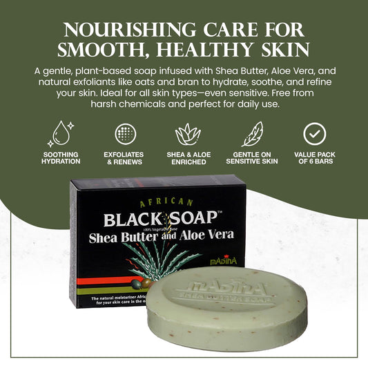 Close-up of Madina soap texture showing plant-based ingredients