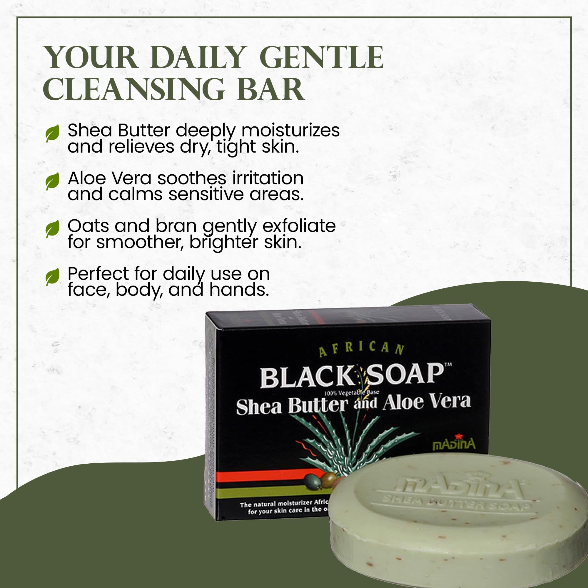 Lathering Madina soap on hand highlighting gentle cleansing