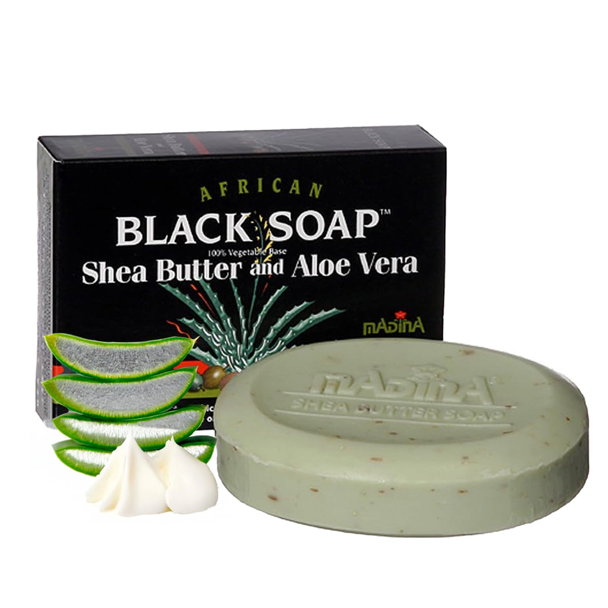 Madina African Black Soap Bar six-pack package for daily cleansing benefits